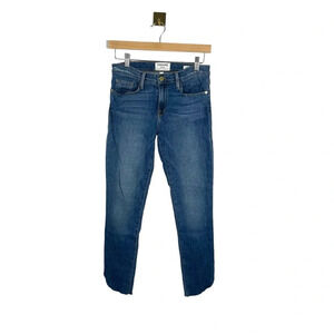 Frame Denim High Rise Frayed Hem Jeans in Forest Meadow Size 28